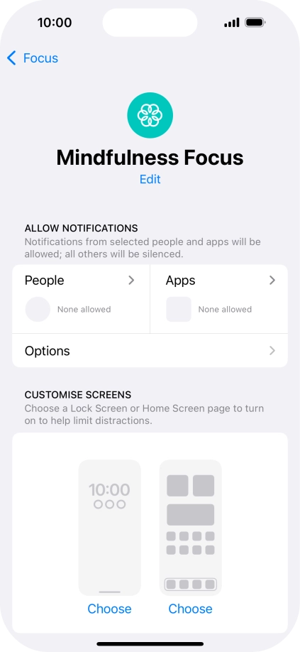 Press People and follow the instructions on the screen to select which contacts you would like to receive calls and notifications from when the selected focus mode is active.