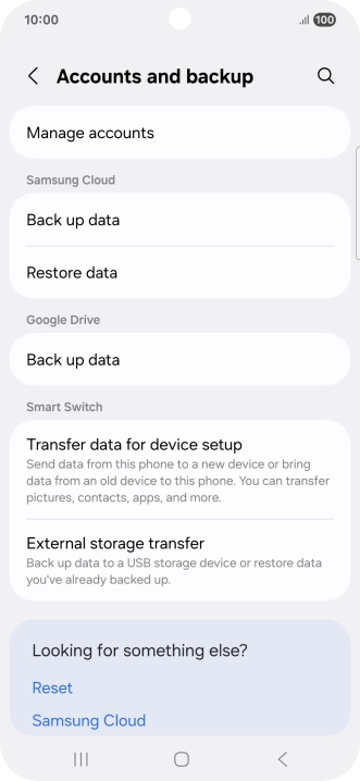 Press Manage accounts. Press Manage accounts.