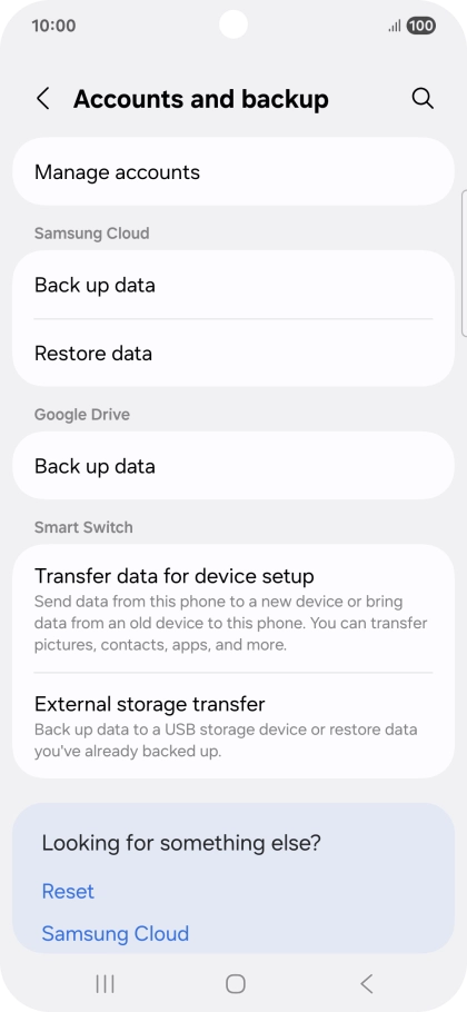 Press Manage accounts. Press Manage accounts.