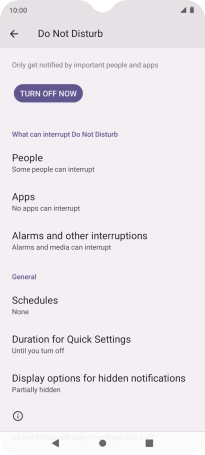 Press TURN OFF NOW to turn off Do Not Disturb.
