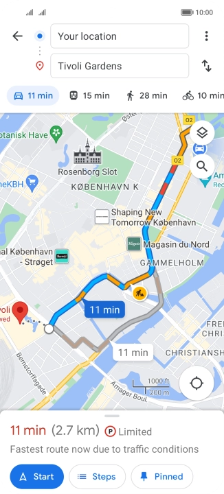 Press the required mode of transportation.