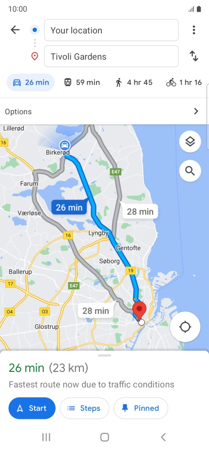 Press the required mode of transportation.