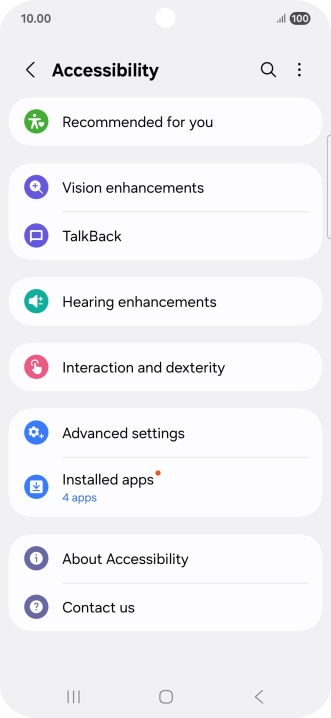 Press Vision enhancements and follow the instructions on the screen to select the required settings.