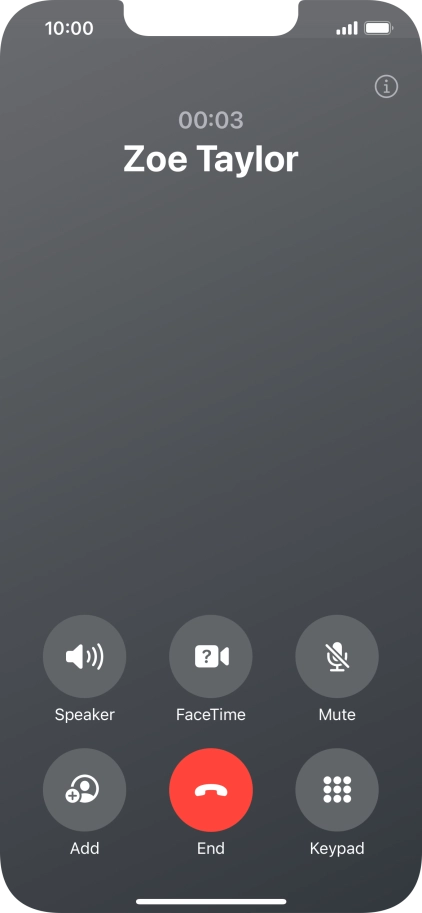 Press the end call icon to end the call and return to the home screen. Press the end call icon to end the call and return to the home screen.