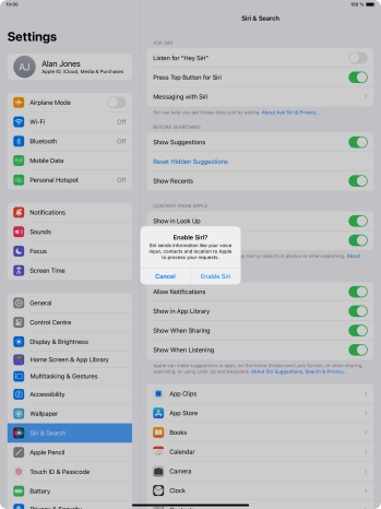 Press Enable Siri.