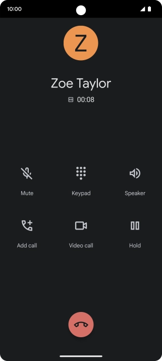 Press the end call icon.