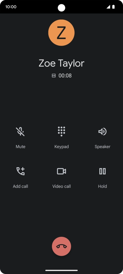 Press the end call icon.
