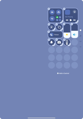 Press Add a Control and follow the instructions on the screen to add the required function to Control Centre.