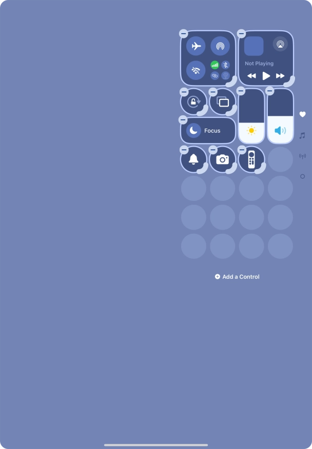 Press Add a Control and follow the instructions on the screen to add the required function to Control Centre.