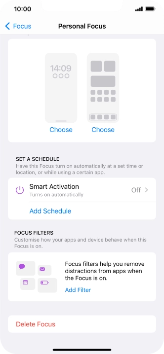 Press the required setting below 