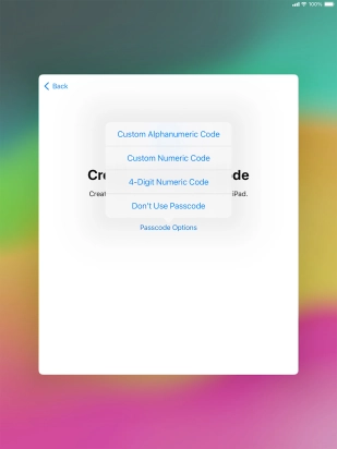 Follow the instructions on the screen to turn on use of lock code or press Don't Use Passcode.