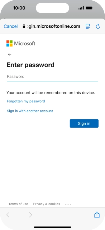 Press Password and key in the password for your email account. Press Password and key in the password for your email account.