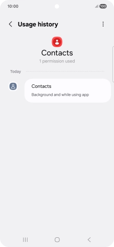 The app activity for the selected app is displayed.