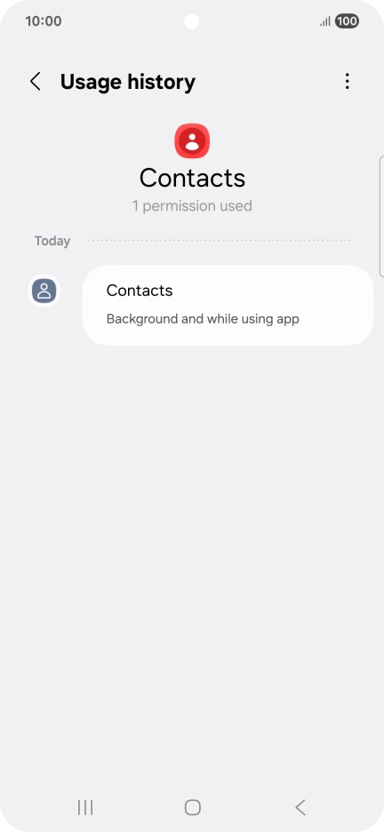 The app activity for the selected app is displayed.