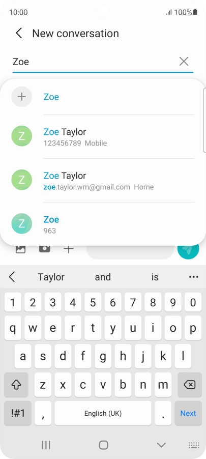 Press the required contact. Press the required contact.