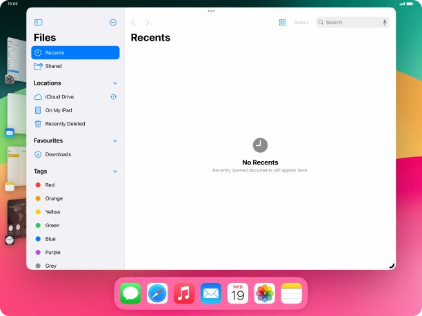 To open a non-visible running application, press the menu icon.