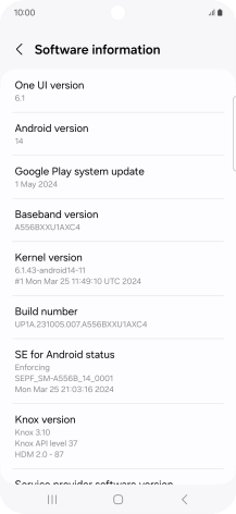 Your phone's software version is displayed below Android version.