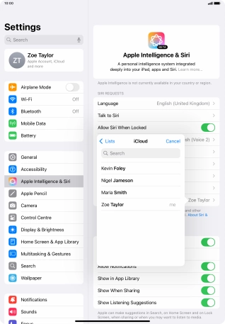 Press the required contact.