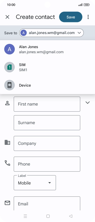 Press the required Google account. Press the required Google account.