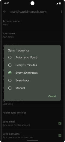 Press the required setting.