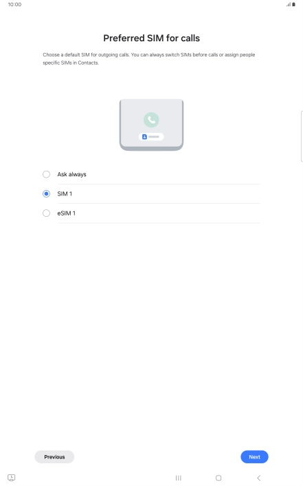 Press the required setting.