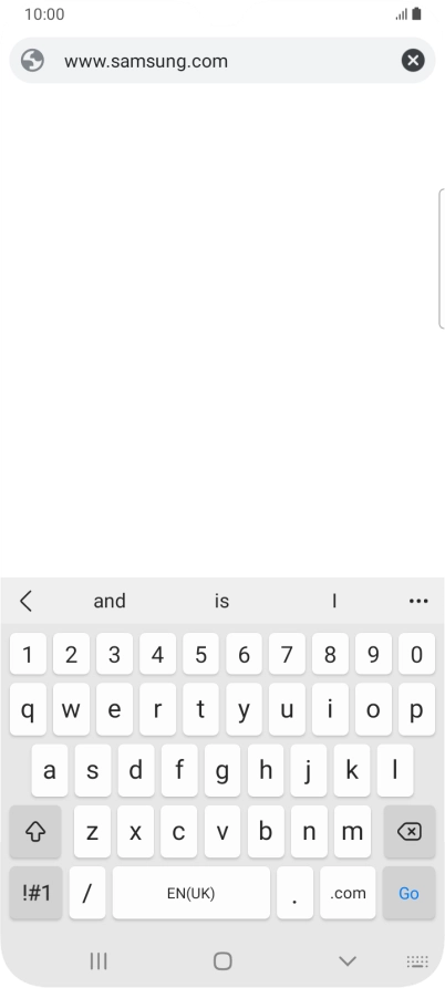 Key in the address of the required web page and press Go.