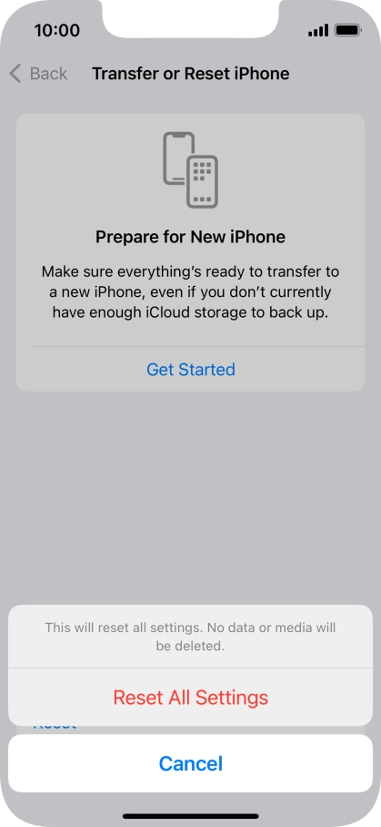 Press Reset All Settings. Press Reset All Settings.