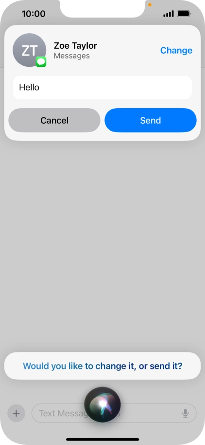 If an application is open on your phone, such as a Messages, you can also use the functions available here, e.g.: REPLY [text].