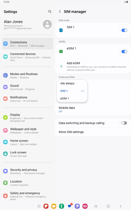 Press the required setting. Press the required setting.