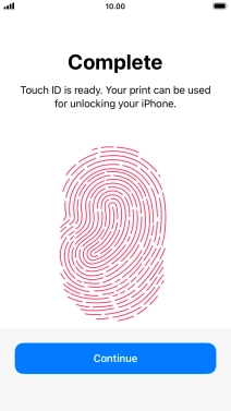 Press Continue. If you haven't previously selected a phone lock code, key in a code of your own choice twice.