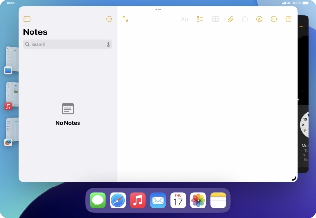 To open a non-visible running application, press the menu icon.