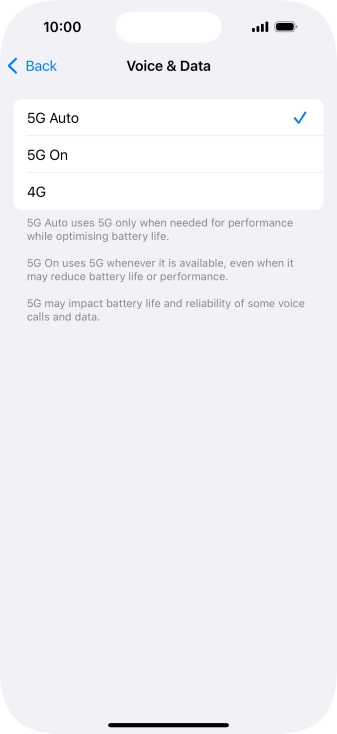 To turn on automatic switch between 5G and 4G, press 5G Auto. To turn on automatic switch between 5G and 4G, press 5G Auto.