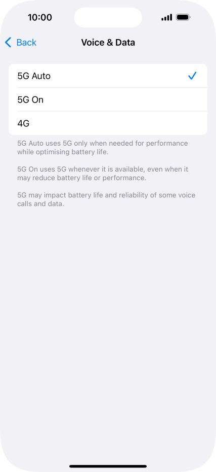 To turn on automatic switch between 5G and 4G, press 5G Auto. To turn on automatic switch between 5G and 4G, press 5G Auto.