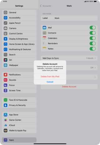 Press Delete from My iPad.