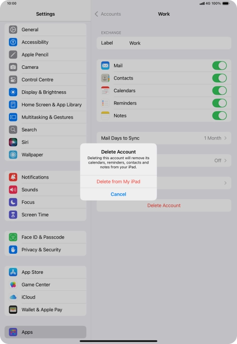 Press Delete from My iPad.