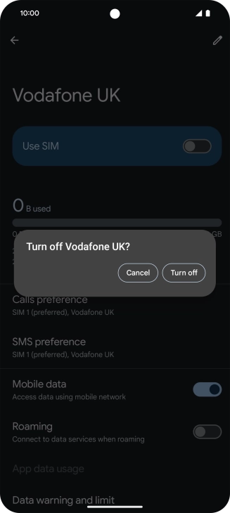 If you turn off use of the price plan, press Turn off.