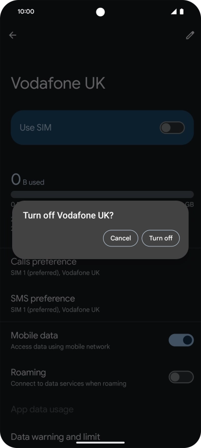 If you turn off use of the price plan, press Turn off.