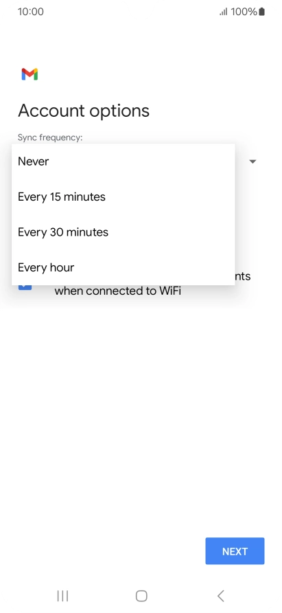 Press the required setting.