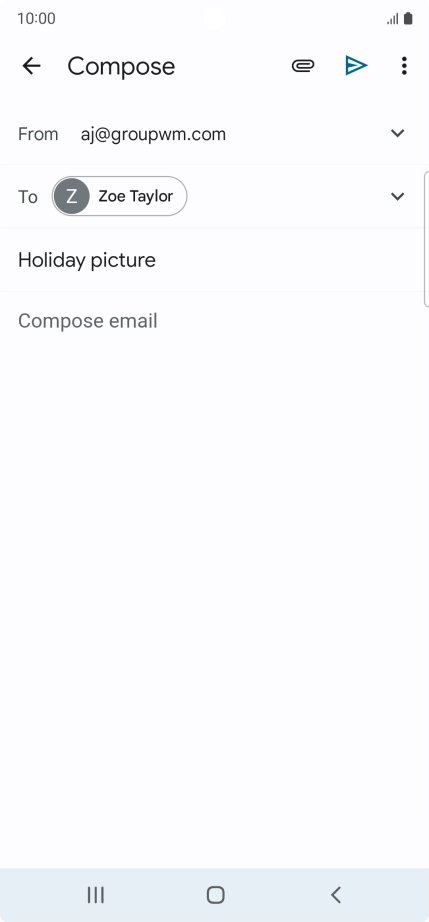 Press the text input field and write the text for your email message. Press the text input field and write the text for your email message.