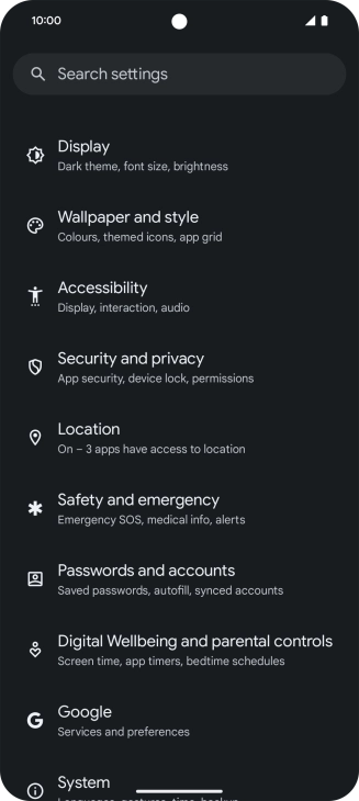 Press Passwords and accounts. Press Passwords and accounts.