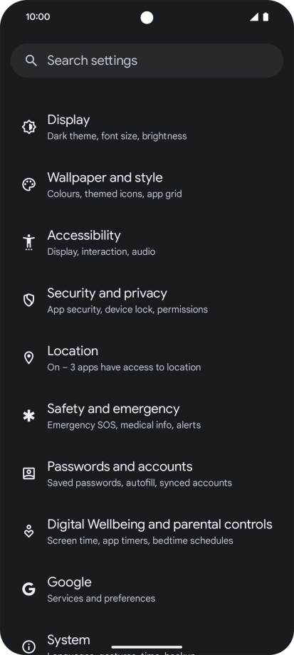 Press Passwords and accounts. Press Passwords and accounts.