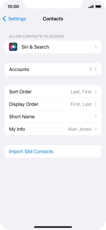 Press Import SIM Contacts.