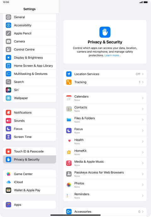 Press Location Services.