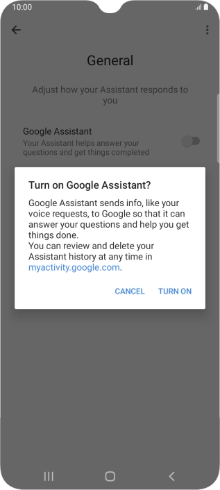 If you turn on the function, press TURN ON.