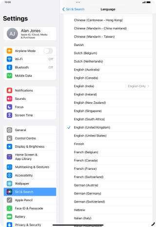 Press the required language. Press the required language.