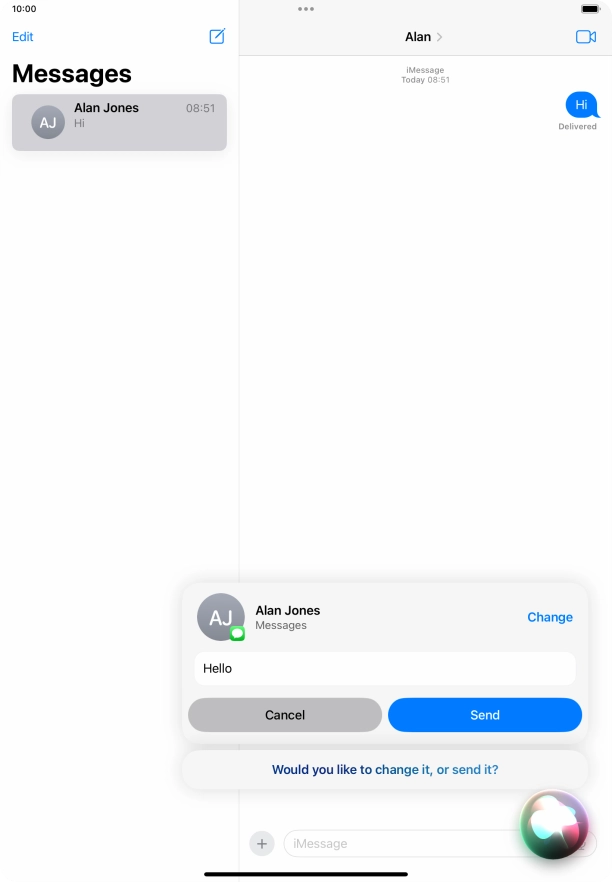 If an application is open on your tablet, such as a Mail or Messages, you can also use the functions available here, e.g.: REPLY [text].