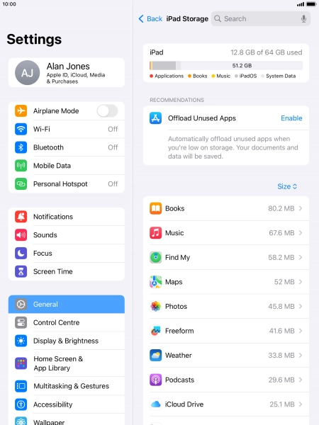 Press the required app.
