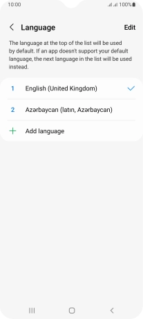 To subsequently select another language as the default language, press the required language.