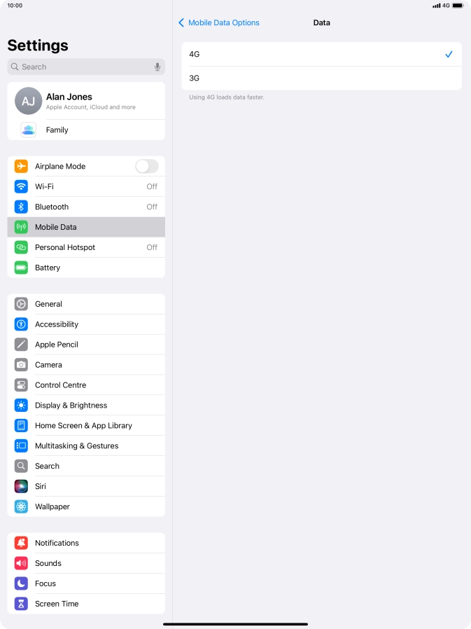 Press the required network mode.