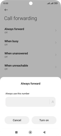 Key in +447836121121 and press Turn on.